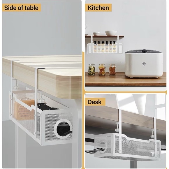 The Unbranded Brand Other - Under Desk Cable Management Tray | No‑Drill Wire Organizer | New | Home Office